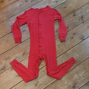 Union Jack Suit Long Johns One Piece Pajama Mens Large Rear Flap Red
